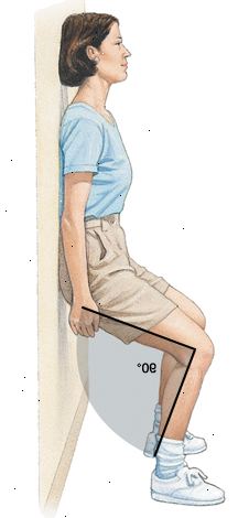 Kvinne som står med ryggen mot veggen, skli ned veggen med knærne bøyd i 90 graders vinkel.